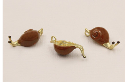 Cuenta Caracol 18*5*6mm Oro Mate y Marrón