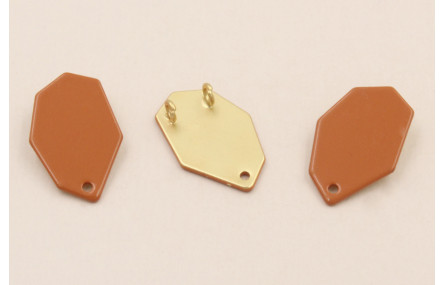 Cuenta Hexágono doble anilla trasera 20*13mm Teja