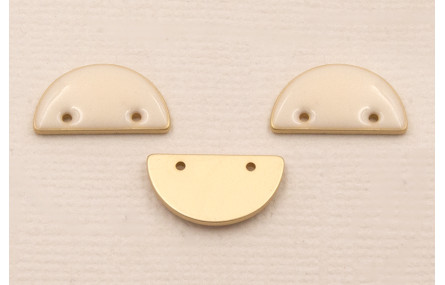 Cuenta Semicirculo 15*7mm esmalte Rosa claro