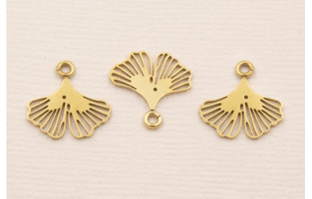 Cuenta Hoja de Gingko 12*12 Acero Inoxidable Oro