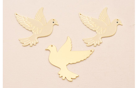 Pieza Paloma 35*35mm Dorado Mate y Esmalte