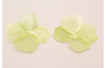 Cuenta Flor 70mm  4 pétalos Moldeable Verde Metal