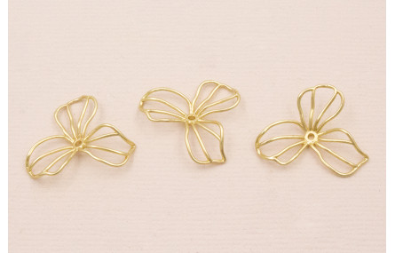 Cuenta Flor alambre 3 Pétalos 24*18mm Dorado Mate