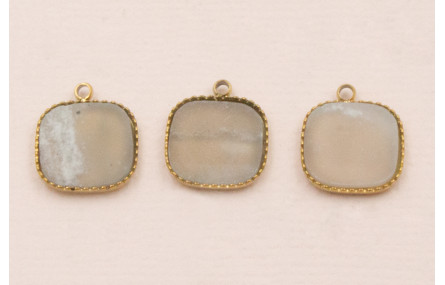 Colgante S.Steel 316L cuadrado 10*10 Piedra verde