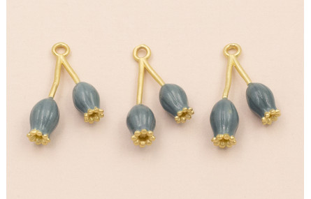 Colgante pareja de Tulipanes 25*13mm Color Gris