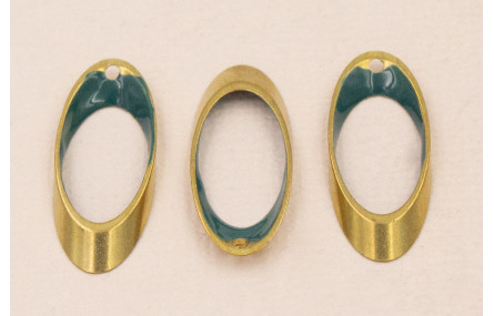 Ovalo Biselado 25*10 Esmalte Azul Petroleo