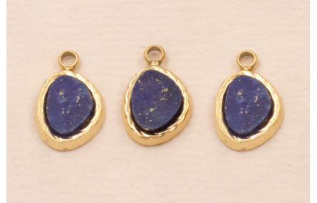 Colgante Acero Inox. 316L 9*5mm con Piedra Añil