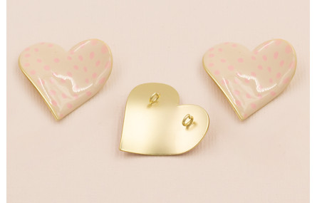 Colgante Corazón 30*30 Beige y Motas Lilas