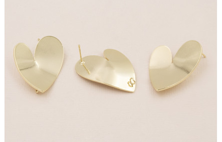 Pendiente Corazón Curvado 32*25mm Dorado