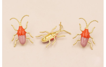 Insecto antenas 30*20 esmalte Teja y Morado