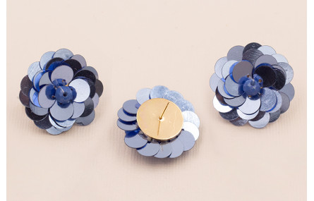 Pendiente Flor Lentejuelas 30mm diametro Azul