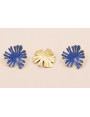 Pendiente Flor Oro Mate esmalte Azul 33mm diametro