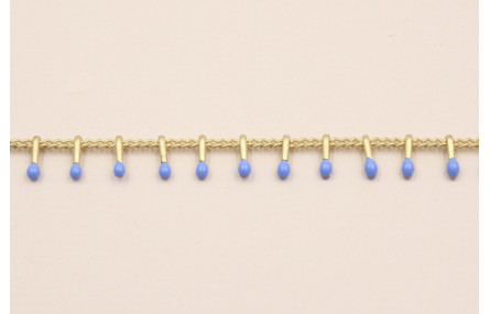 Cadena pivotes Azul vivo de 5mm en Oro Mate