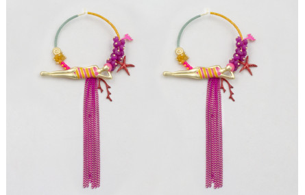 Pendientes aro dorado mate grande con miyuki mosta