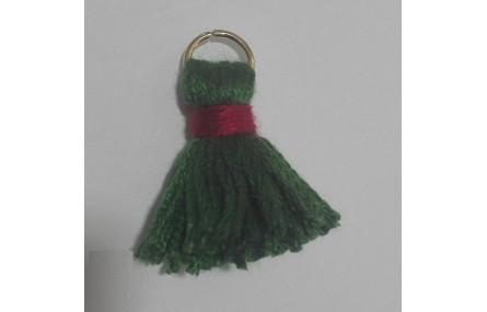 Pompon cordón grueso 25mm Verde-Rojo