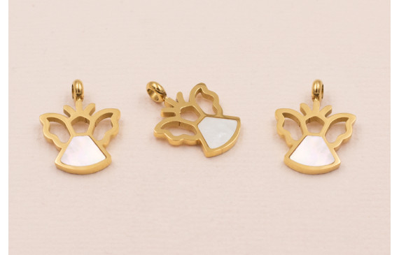 Colgante Angel A.INOXIDABLE Dorado Nacar 18*14mm