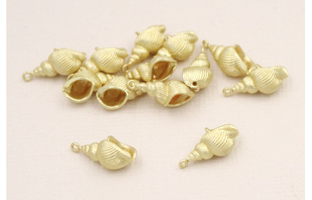 Cuenta Caracola Dorado Mate 14*6mm