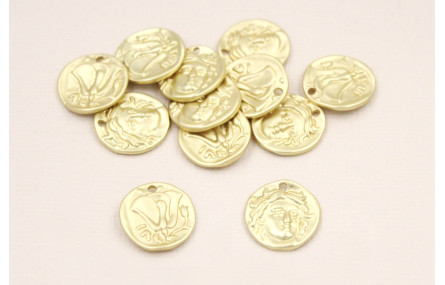 Cuenta Chapa Romano Dorado Mate 14mm