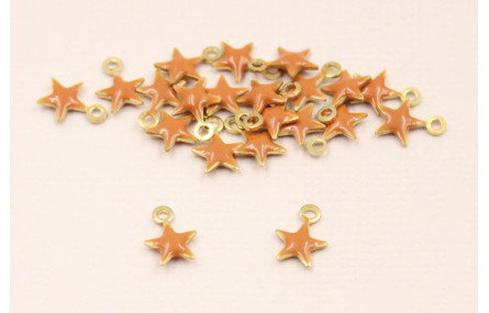 Cuenta Estrella 6mm esmalte Teja vivo