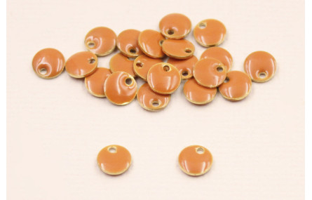 Cuenta Disco esmaltado 6mm Teja vivo