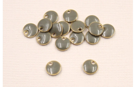 Cuenta Disco esmaltado 6mm Gris