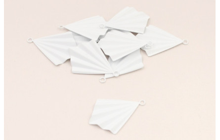 Cuenta Abanico plisado con anilla 35*25mm Blanco