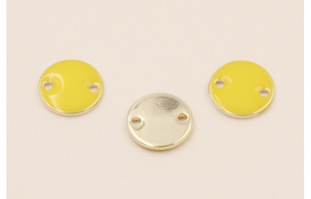 Disco de 10mm Dorado 2 agujeros esmalte Amarillo