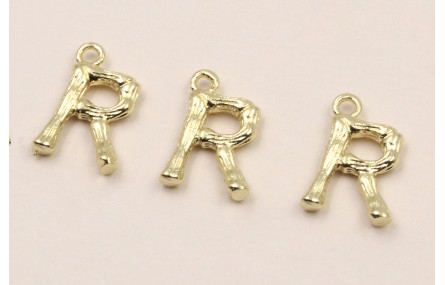 Colgante Letra R latón Dorado 15*10mm