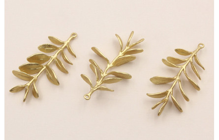 Colgante Rama con Hojas 40mm Dorado