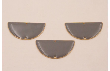 Semicirculo Esmaltado 31*16 Dorado Mate y Gris