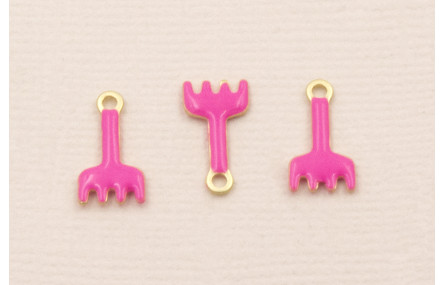 Colgante rastrillo 12*7mm Dorado Mate Fuxia