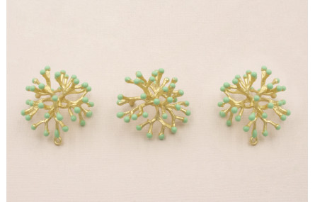 Colgante Coral 25*25*12mm Oro Mate Turquesa