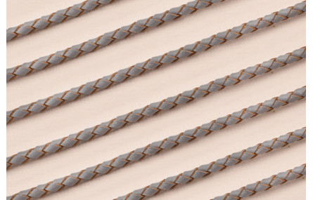 Cuero trenzado de 3mm Gris