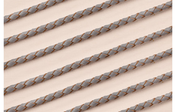 Cuero trenzado de 3mm Gris