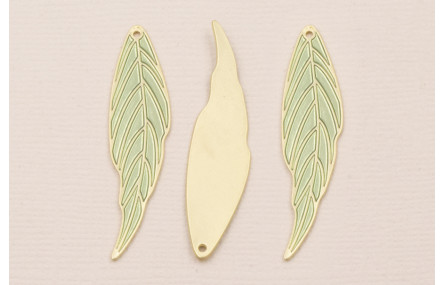 Pieza Hoja plana 42*12mm Dorado Plano y Verde