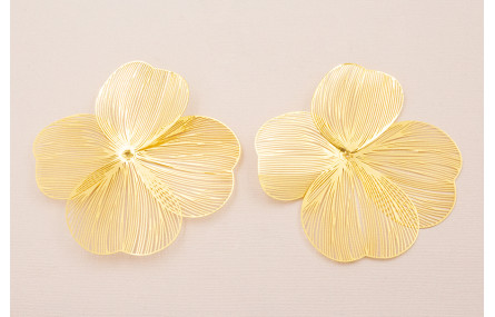 Cuenta Flor 70mm diámetro 4 pétalos Moldeable Oro