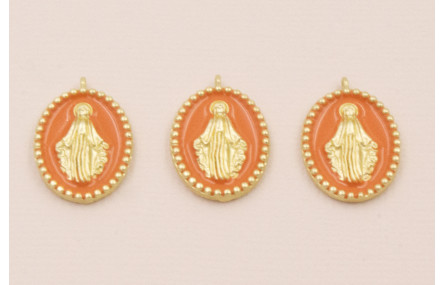 Colgante Ovalo Virgen cazoleta con esmalte Teja