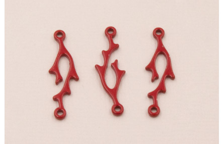 Colgante Coral 2 anillas Rojo 27*7mm