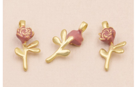 Colgante Flor 15*8 Esmalte Rosa