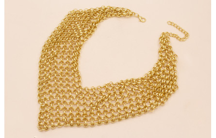 Collar Malla en pico de 50mm de cancho Oro Mate