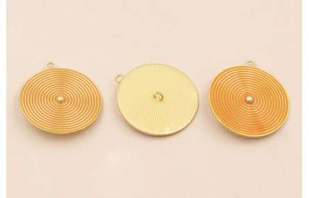 Colgante Disco rayado de 30mm O.mate Esmalte Ocre