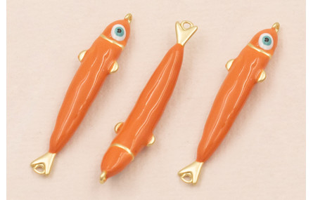 Entrepieza Pez esmaltado 32*5mm Coral