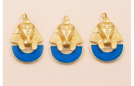 Colgante Efigie 30*22 Oro Mate y Azul Añil