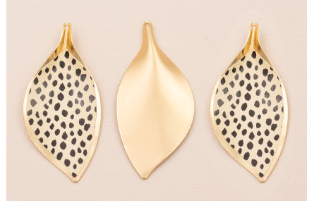 Cogante Hoja 56*26mm Oro Mate Piel Tigre