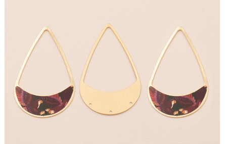 Colgante lágrima 58*37mm O.Mate Flor Rosa granate