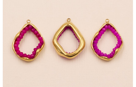 Aro 25*18mm Borde piedras moradas Stainless Steel