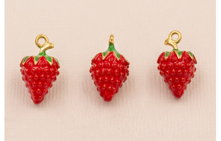 Colgante Fresa Stainless 15*10  Steel 13*10mm Rojo