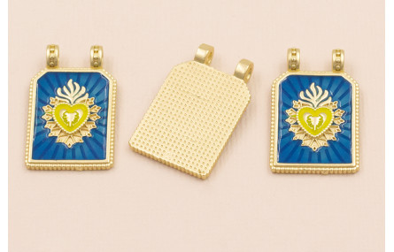 Medalla Sagrado Corazón 30*17 Azul y Lima