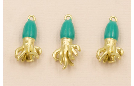 Pulpo Dorado Mate Cabeza Turquesa 20*10mm