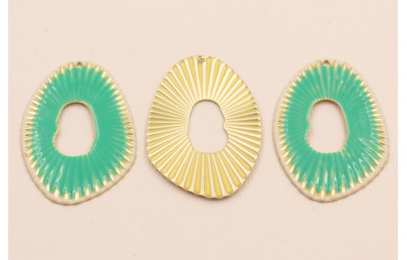 Ovalo Estriado Turqueda ,Beige y Oro mate 47*32